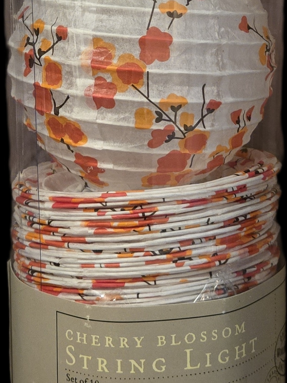 NWT World Market Cherry Blossom Paper Lantern String Lights (Set of 10)